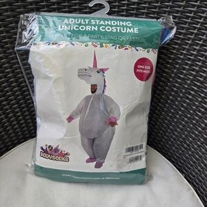 Adult Inflatable Unicorn Halloween Costume Jumpsuit with Fan- One Size Fits Most